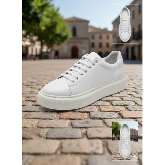 Lioleatter Minimalist Beyaz Hakiki Deri erkek Sneaker