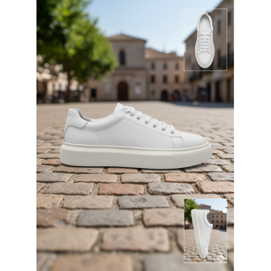 Lioleatter Minimalist Beyaz Hakiki Deri erkek Sneaker