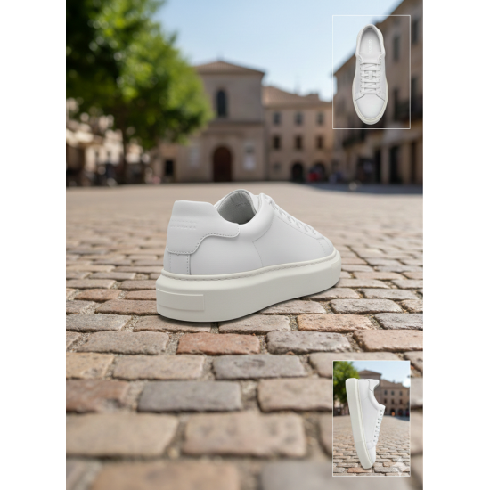 Lioleatter Minimalist Beyaz Hakiki Deri erkek Sneaker