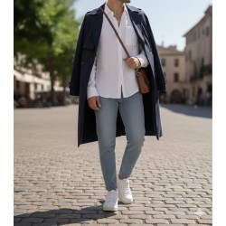 Lioleatter Minimalist Beyaz Hakiki Deri erkek Sneaker